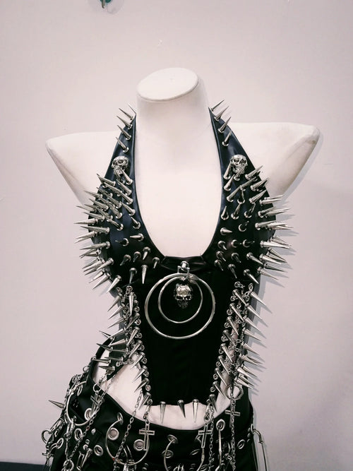 bustier top y2k fashion y2k clothes y2k crop top gothic clothes y2k top Rivets Tank Tops Skull top vintage tops gothic tank tops